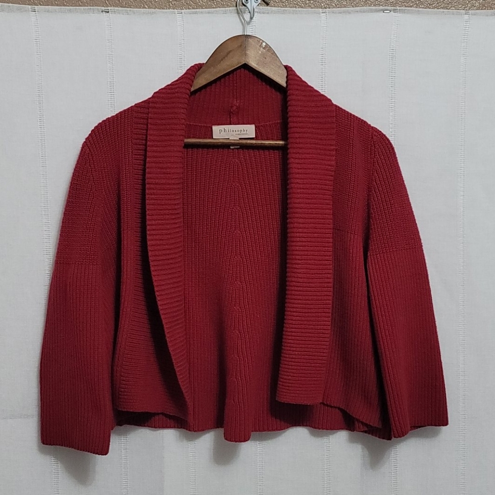 Philosophy Red Ribbed Knit Cropped Cardiga… - Picture 9 of 11